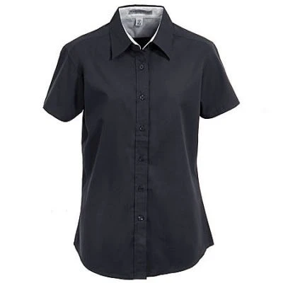 Port Authority L508 BLK Women's Black Short Sleeve Button Shirt