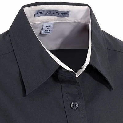 Port Authority L508 BLK Women's Black Short Sleeve Button Shirt - Image 2