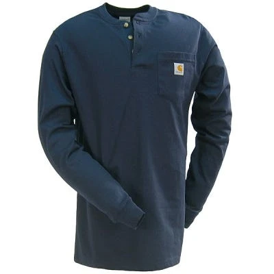 Carhartt Shirts: Men's Navy K128 NVY Long Sleeve Workwear Henley Shirt - Image 2