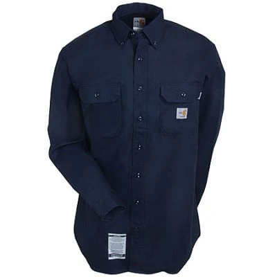 Carhartt Shirts: Men's FR Dark Navy FRS160 DNY Flame Resistant Twill Work Shirt
