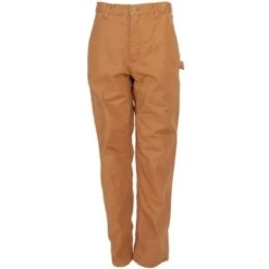 Carhartt Dungarees: Men's B111 BRN Brown Flannel-Lined Duck Dungarees