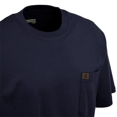 Wrangler Riggs Shirts: Men's Navy 3W700 NV Short Sleeve Pocket Tee Shirt - Image 3