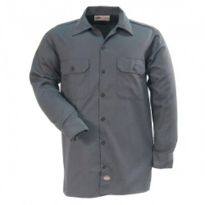 Dickies Shirts: Men's 574 CH Charcoal Twill Long Sleeve Work Shirt - Image 2