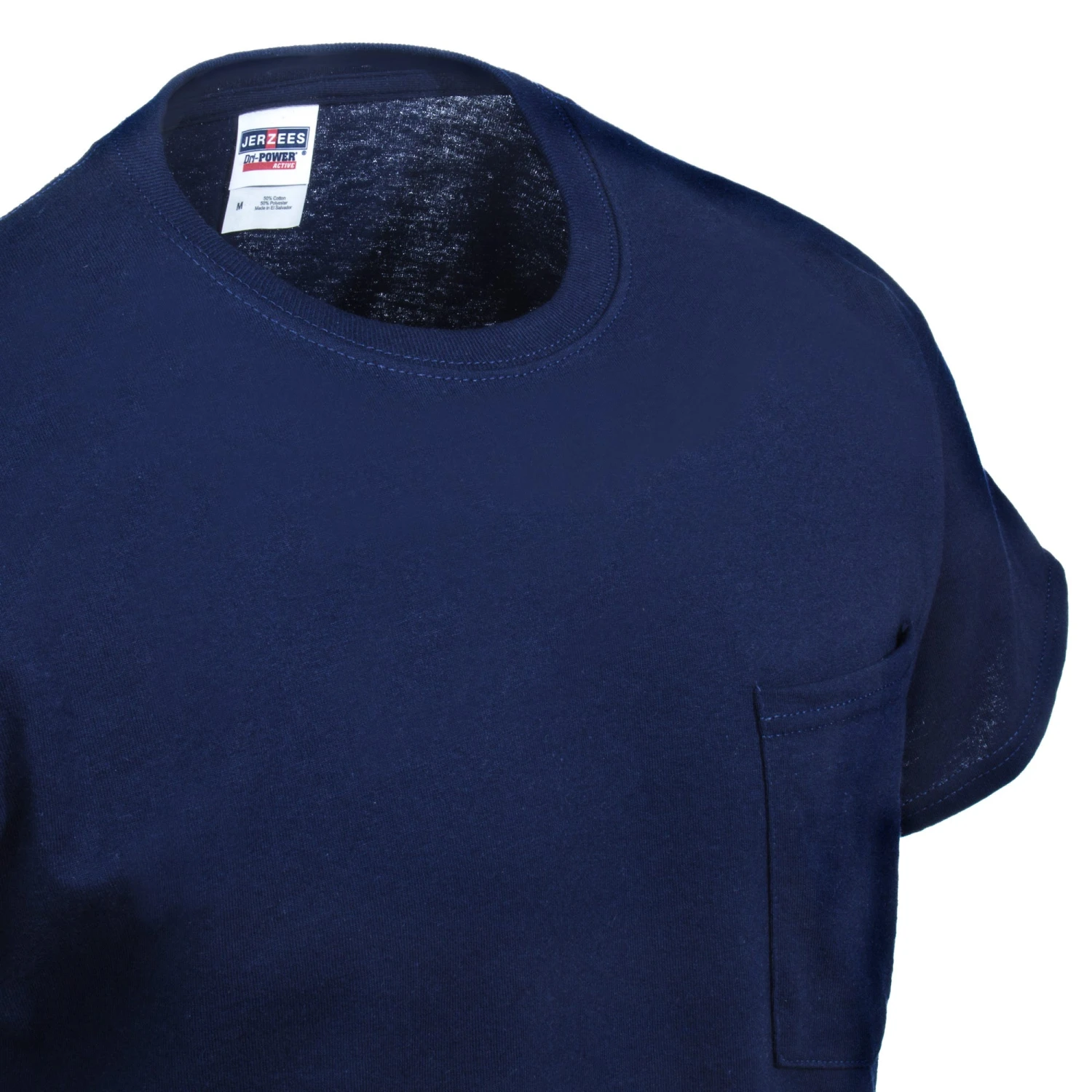 Jerzees Shirts: Men's 29MP NVY Navy Blue Dri-Power Pocket T-Shirt - Image 2
