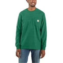Carhartt Shirts: Men's K126 G55 North Woods Heather Long Sleeve Pocket Work Shirt