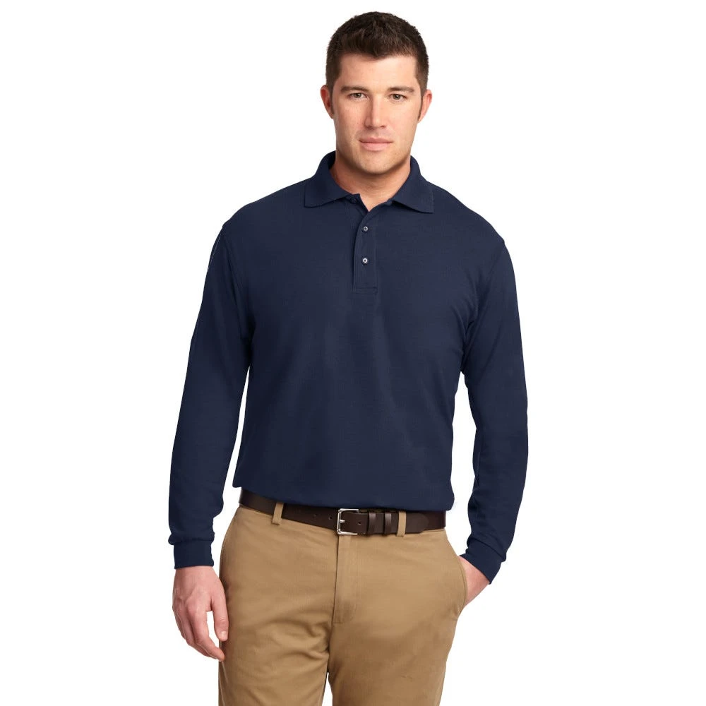 Port Authority Shirts: Men's Silk Touch Navy Polo Shirt K500LS NVY - Image 3