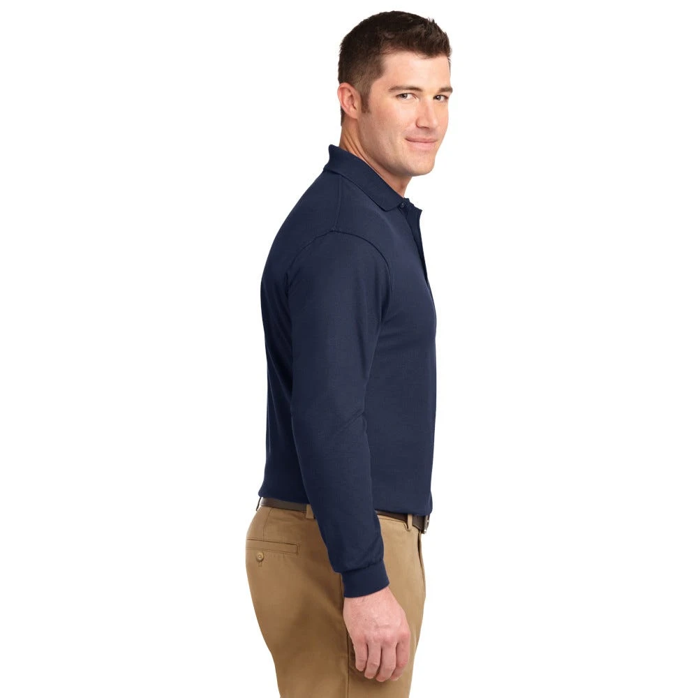 Port Authority Shirts: Men's Silk Touch Navy Polo Shirt K500LS NVY - Image 4