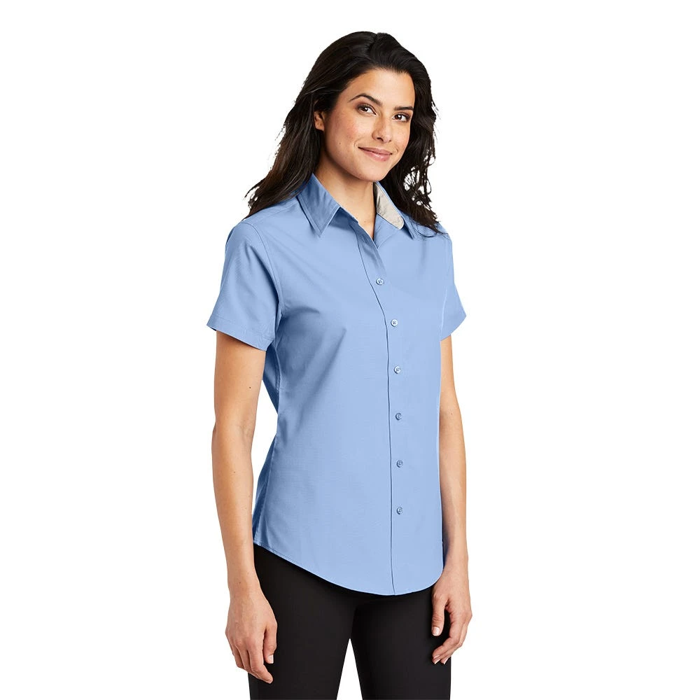 Port Authority Shirts: Womens Light Blue Short Sleeve Shirt L508 LBL - Image 4