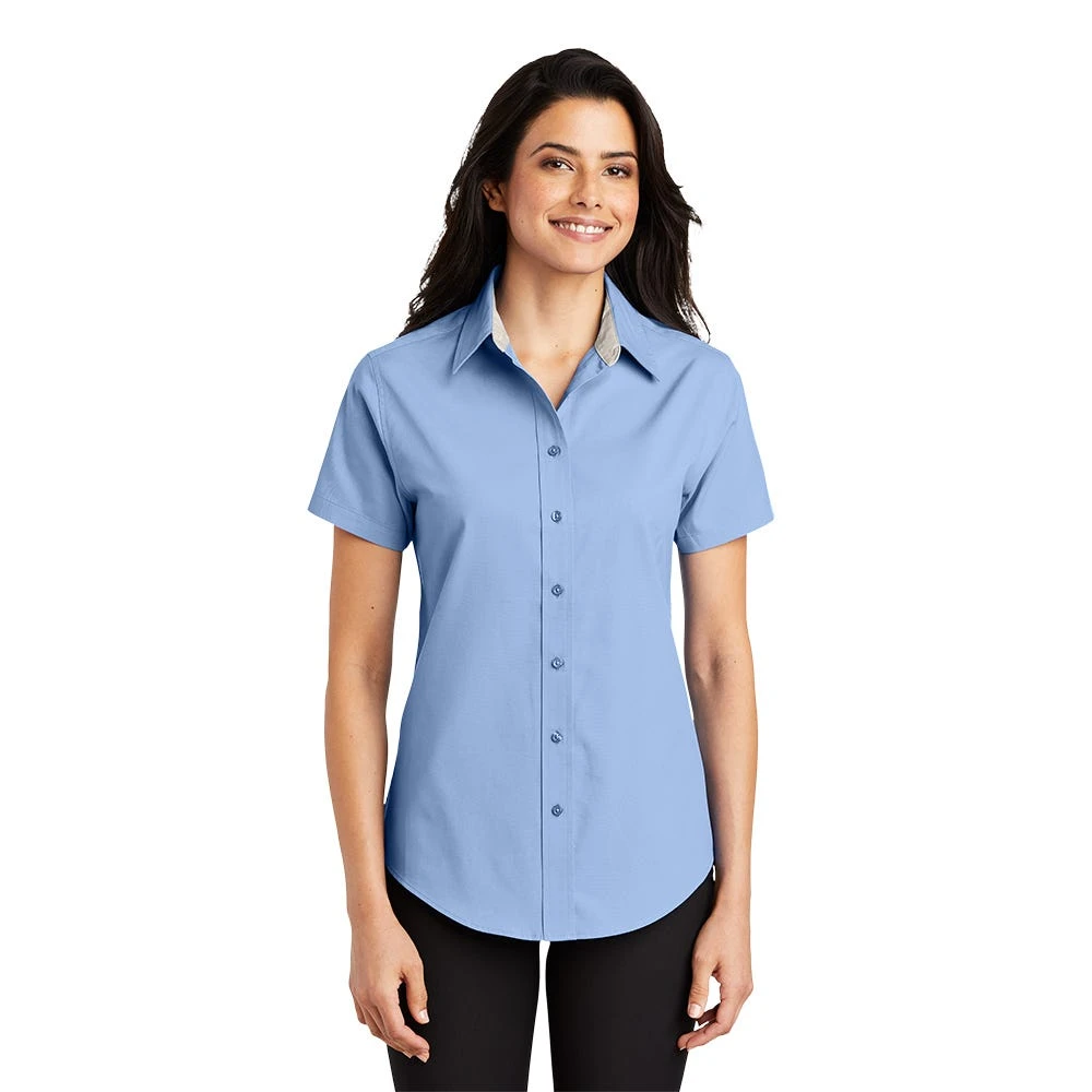 Port Authority Shirts: Womens Light Blue Short Sleeve Shirt L508 LBL