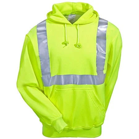 Occunomix Sweatshirts: Men's High Visibility Cotton Blend Hooded Sweatshirt OCCLUX-SWTLH Y - Image 3