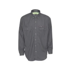 MCR Safety Shirts: Men's SBS1001 Grey FR Summit Breeze Vented Underarms Long Sleeve Button Down Shirt