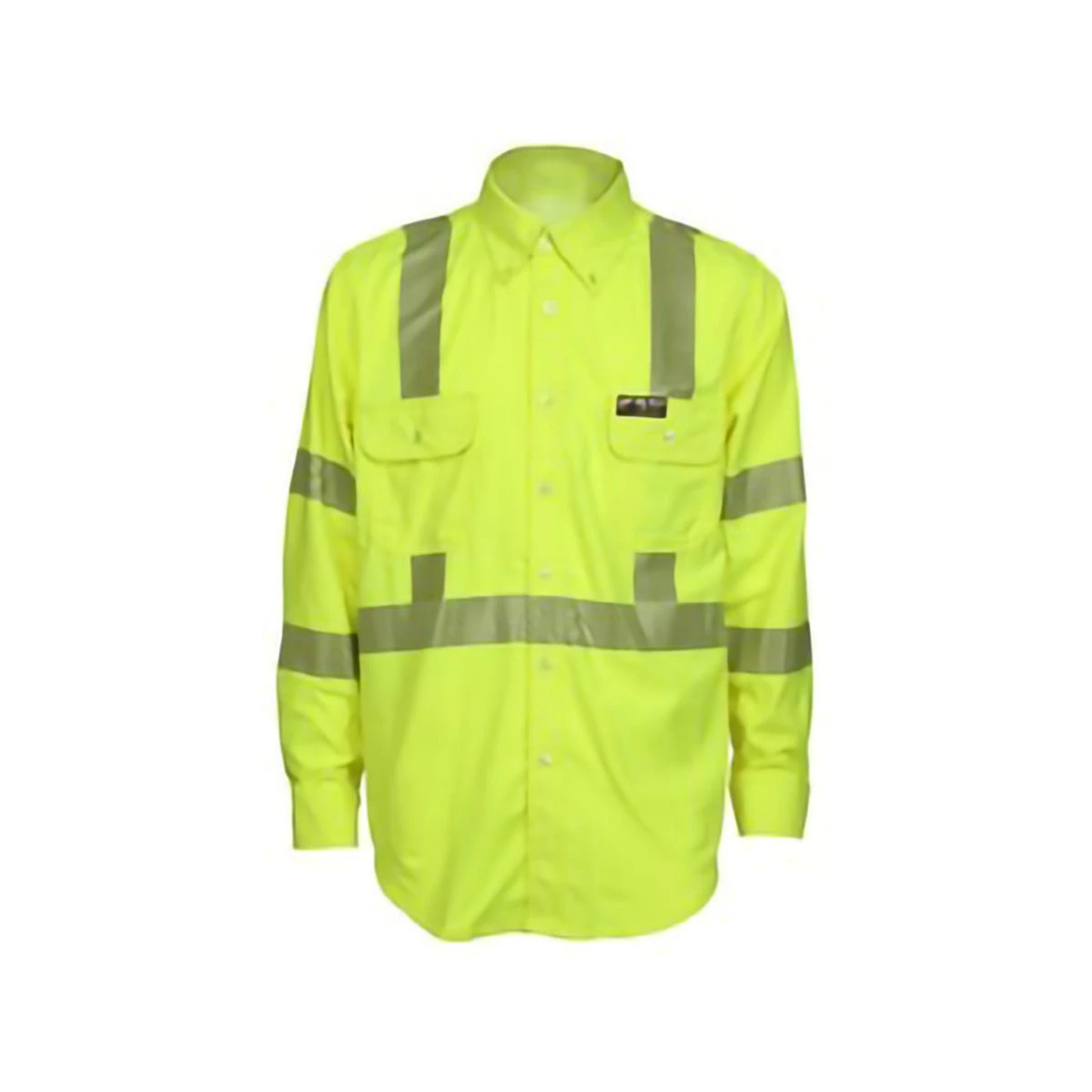 MCR Safety Shirts: Men's SBS1027 Lime FR Summit Breeze Hi Vis Long Sleeve Button Down Shirt