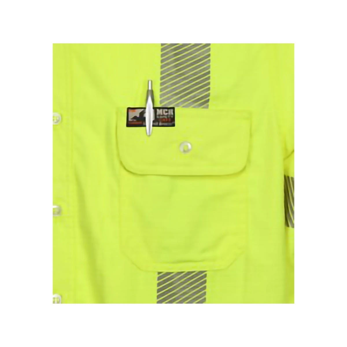 MCR Safety Shirts: Men's SBS1027 Lime FR Summit Breeze Hi Vis Long Sleeve Button Down Shirt - Image 4