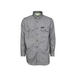 MCR Safety Shirts: Men's SBS2001 Grey FR Summit Breeze Long Sleeve Button Down Shirt