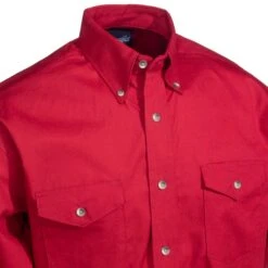 Wrangler Shirts: Men's Red MP3522 R Twill Long Sleeve Western Shirt