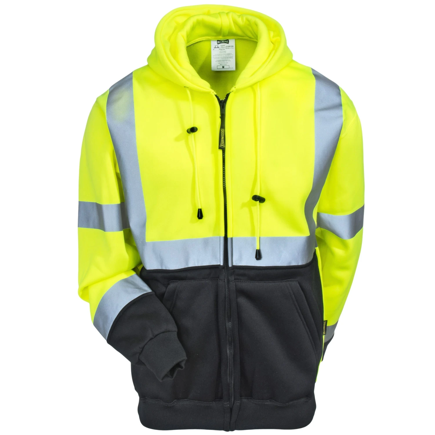 Occunomix Sweatshirts: Men's LUX SWTHZBK High Viz Black Bottom Full-Zip Sweatshirt - Image 3