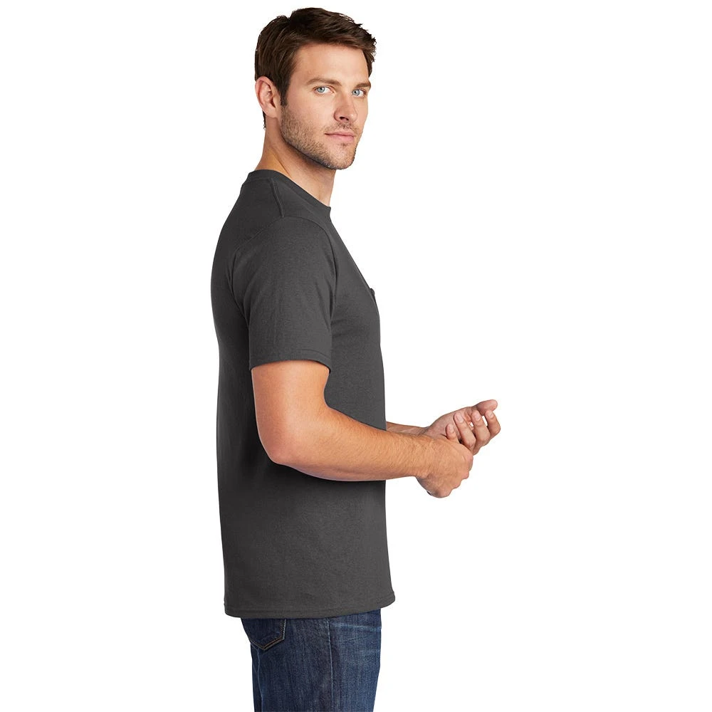 Port & Company Shirt: Men's PC54P CHR Charcoal Core Cotton Pocket Tee - Image 4