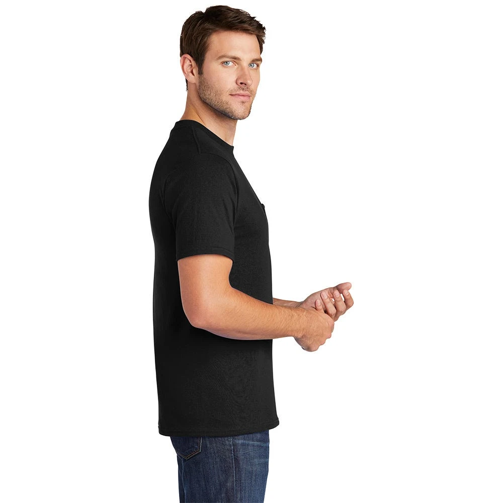 Port & Company Shirt: Men's PC54P JB Jet Black Core Cotton Pocket Tee - Image 4
