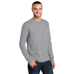 Port & Company Shirt: Men's PC61LST-AH Athletic Heather Tall Long Sleeve Essential Tee