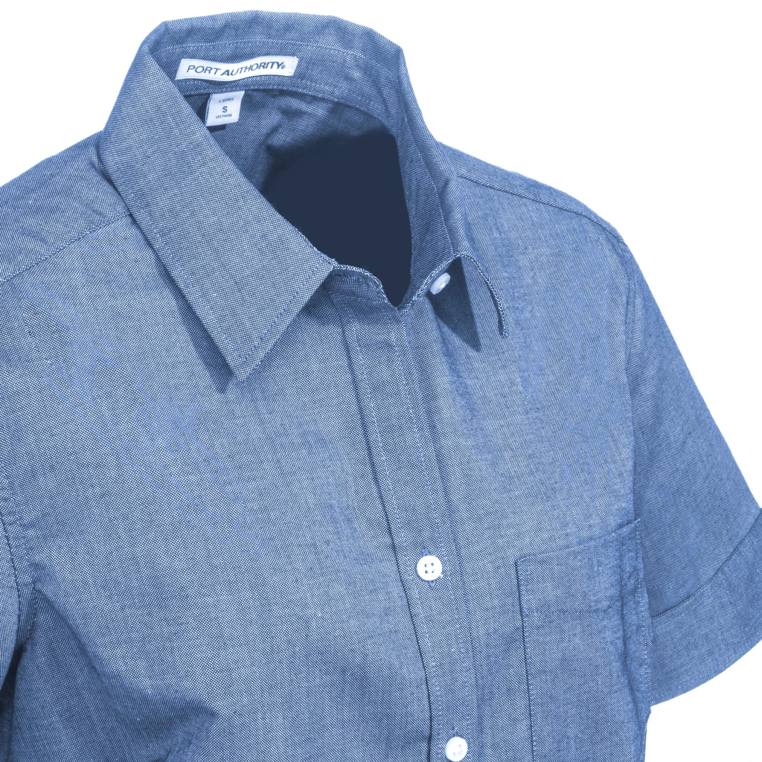 Port Authority Shirts: Women's L659 NVY Navy Blue SuperPro Oxford Short-Sleeve Shirt - Image 2