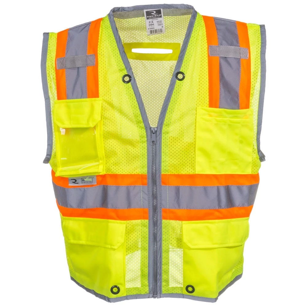 Radians Vests: Unisex High Visibility SV6H G Green ANSI Class 2 Pocketed Vest - Image 2