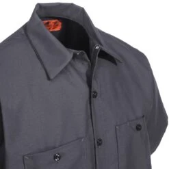 Red Kap Shirts: Men's SP24 CH Grey Short-Sleeve Industrial Work Shirt