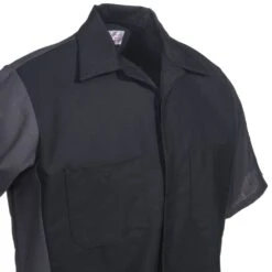Red Kap Shirts: Men's SY20 BC Black/Grey Cotton Ripstop Short-Sleeve Uniform Shirt