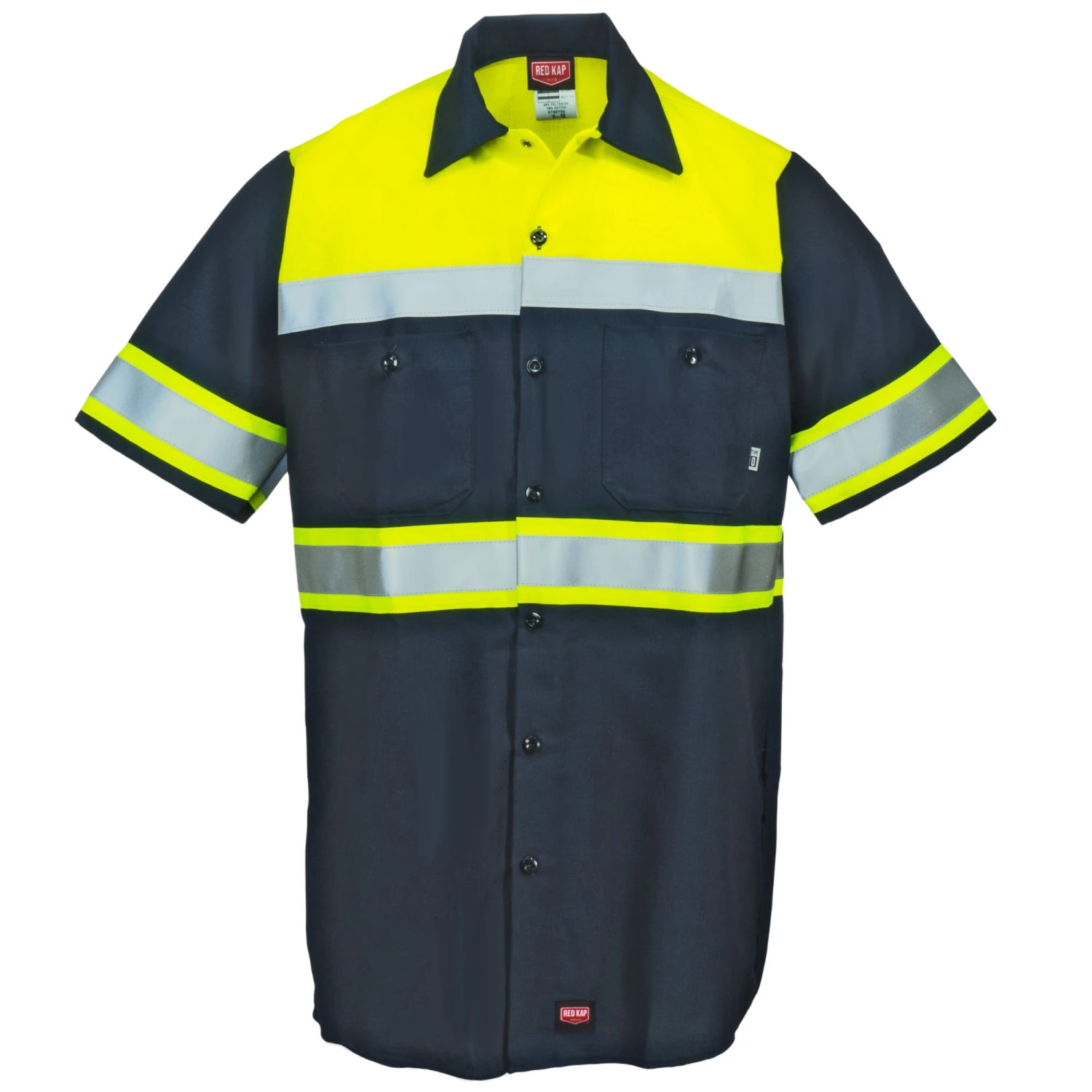 Red Kap Shirts: Men's SY80 YN Navy Hi Viz Ripstop Colorblock Short Sleeve Shirt - Image 2