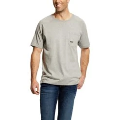 Ariat Rebar Shirt: Men's 10025373 Heather Grey Rebar Cotton Strong T-Shirt
