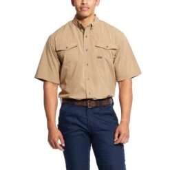 Ariat Rebar Shirts: Men's 10025384 Khaki VentTEK DuraStretch Tough Work Shirt