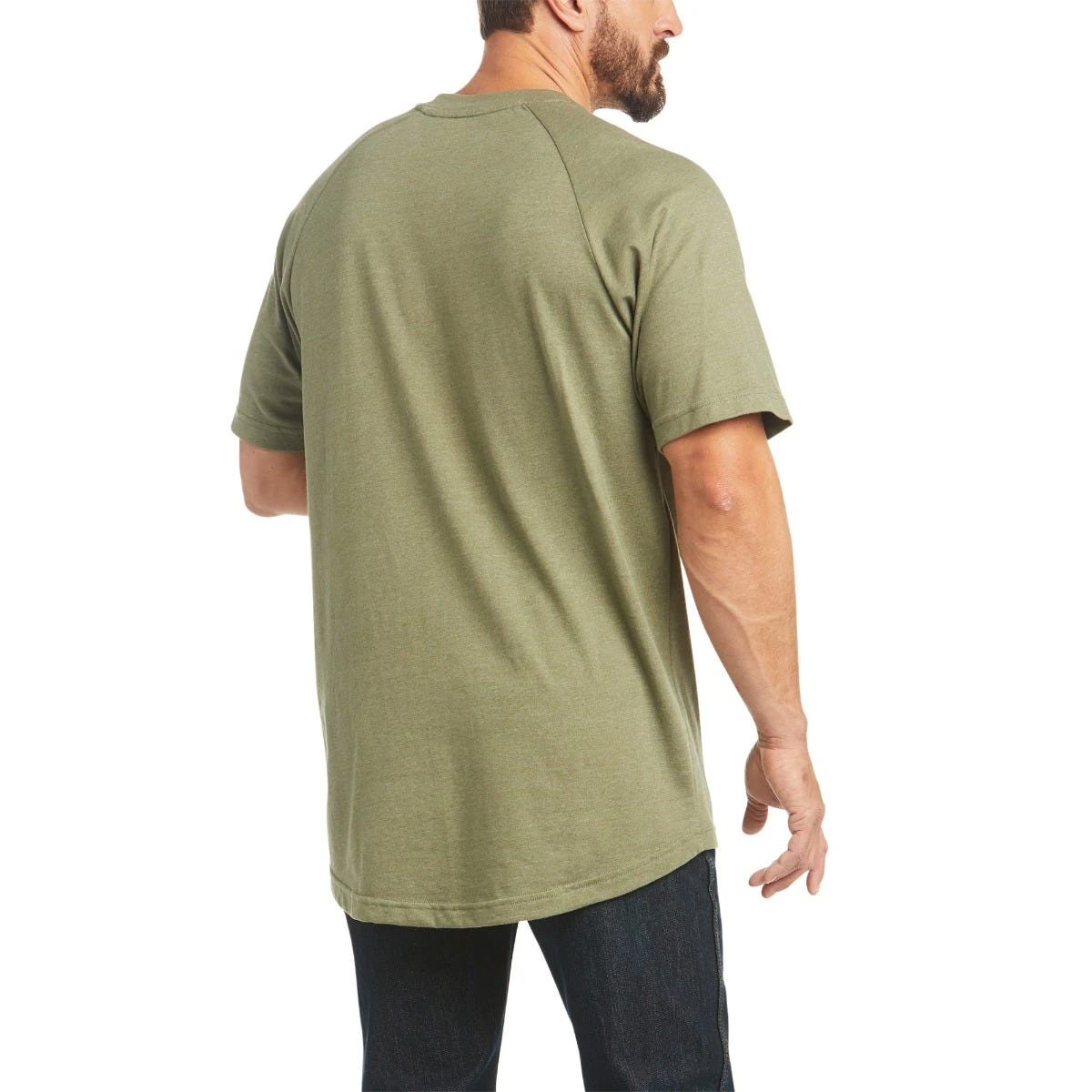 Ariat Rebar Shirts: Men's 10035009 Sage Heather Rebar Cotton Strong Short Sleeve T-Shirt - Image 2