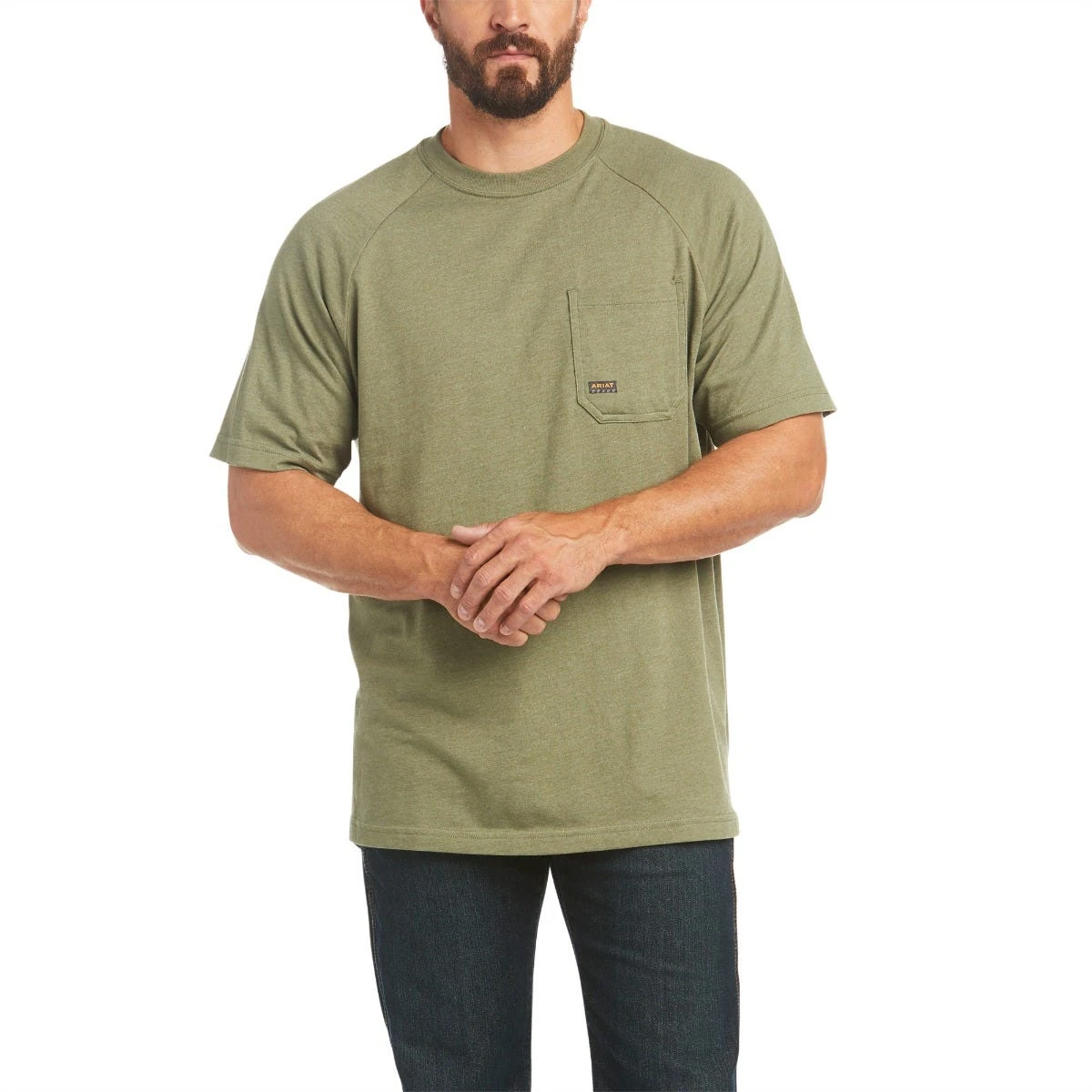 Ariat Rebar Shirts: Men's 10035009 Sage Heather Rebar Cotton Strong Short Sleeve T-Shirt
