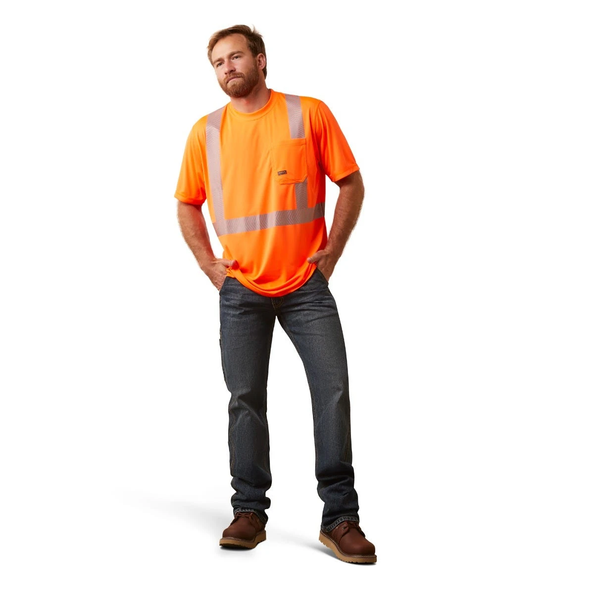 Ariat Rebar Workwear: Men's 10039195 Hi-Vis Orange ANSI T-Shirt - Image 2