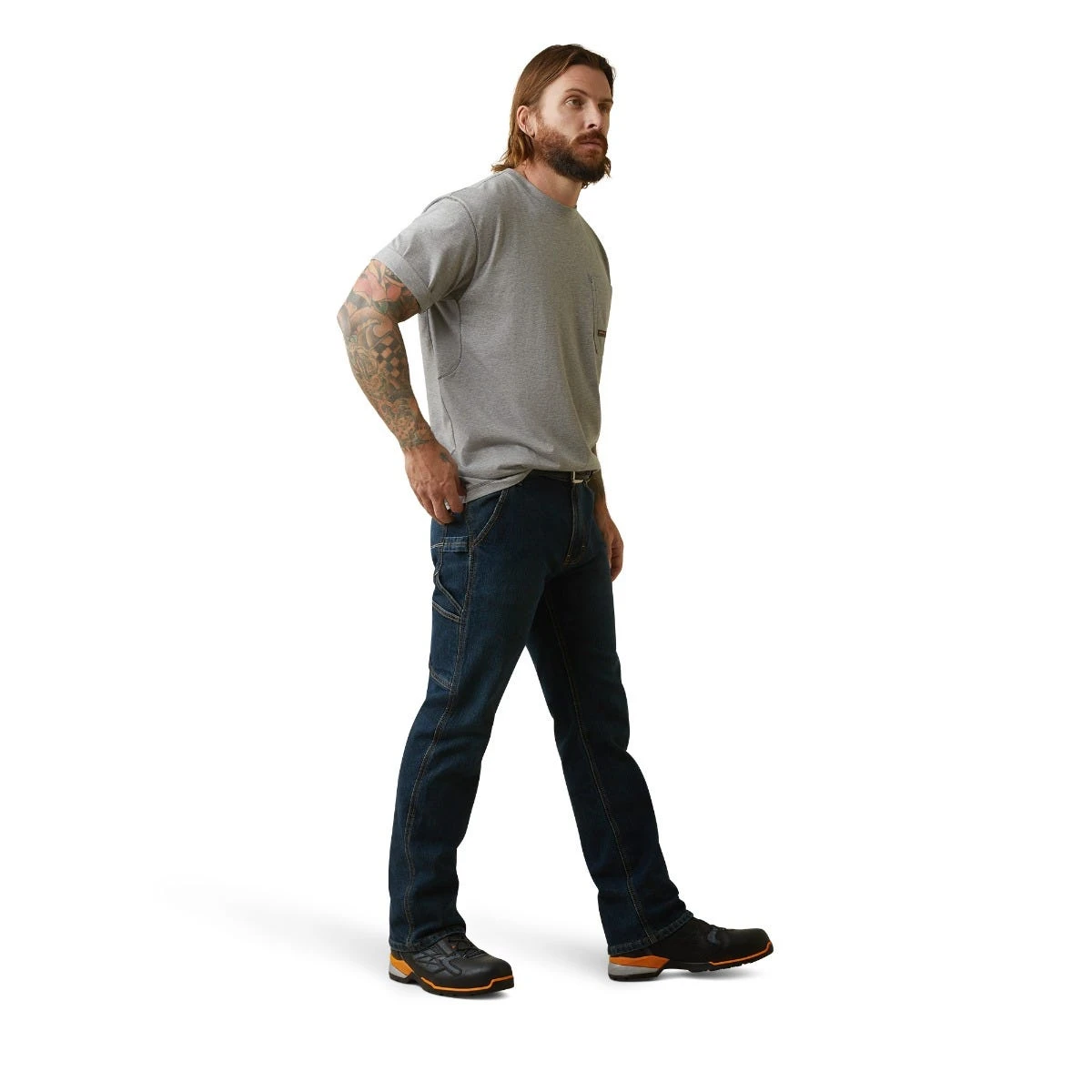 Ariat Rebar Shirts: Men's 10043324 Heather Grey Rebar Workman Reflective Flag T-Shirt - Image 3