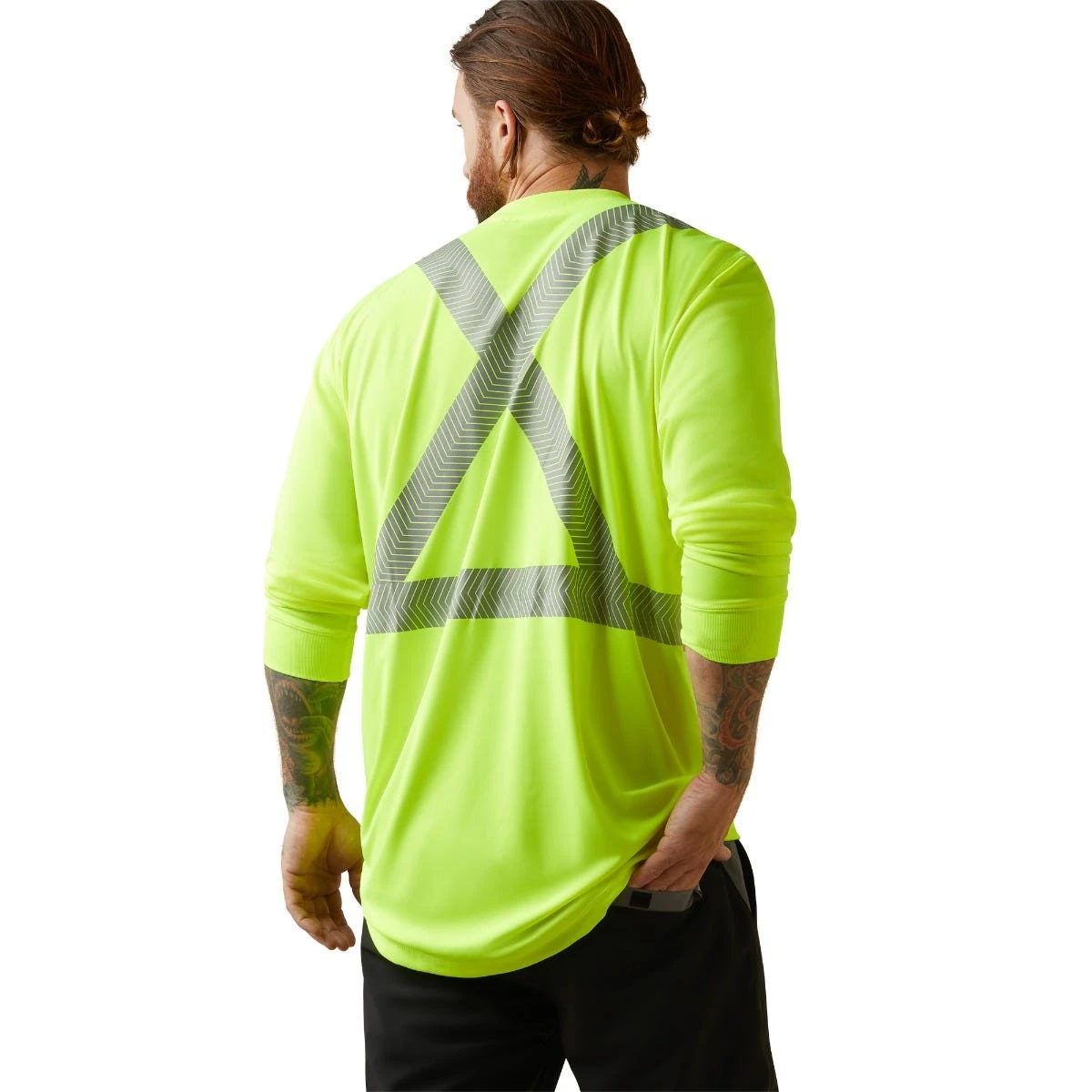 Ariat Rebar Workwear: Men's 10043823 Hi-Vis Bright Yellow ANSI Long Sleeve T-Shirt - Image 4