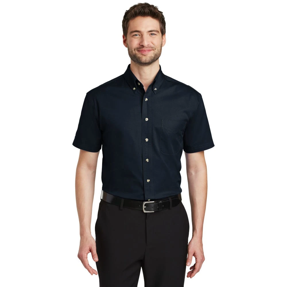Port Authority Shirts: Men's Classic Navy S500T CNV Short Sleeve Twill Shirt - Image 2