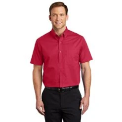 Port Authority Shirts: S508 RED Men's Red Short Sleeve Shirt