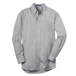 Port Authority Shirt: Men's S639 CHR Charcoal Plaid Pattern Easy Care Shirt