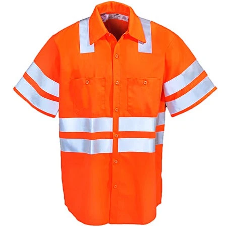 Red Kap Shirts: ANSI Class 3 High Visibiilty Orange Work Shirt SS24OF - Image 2