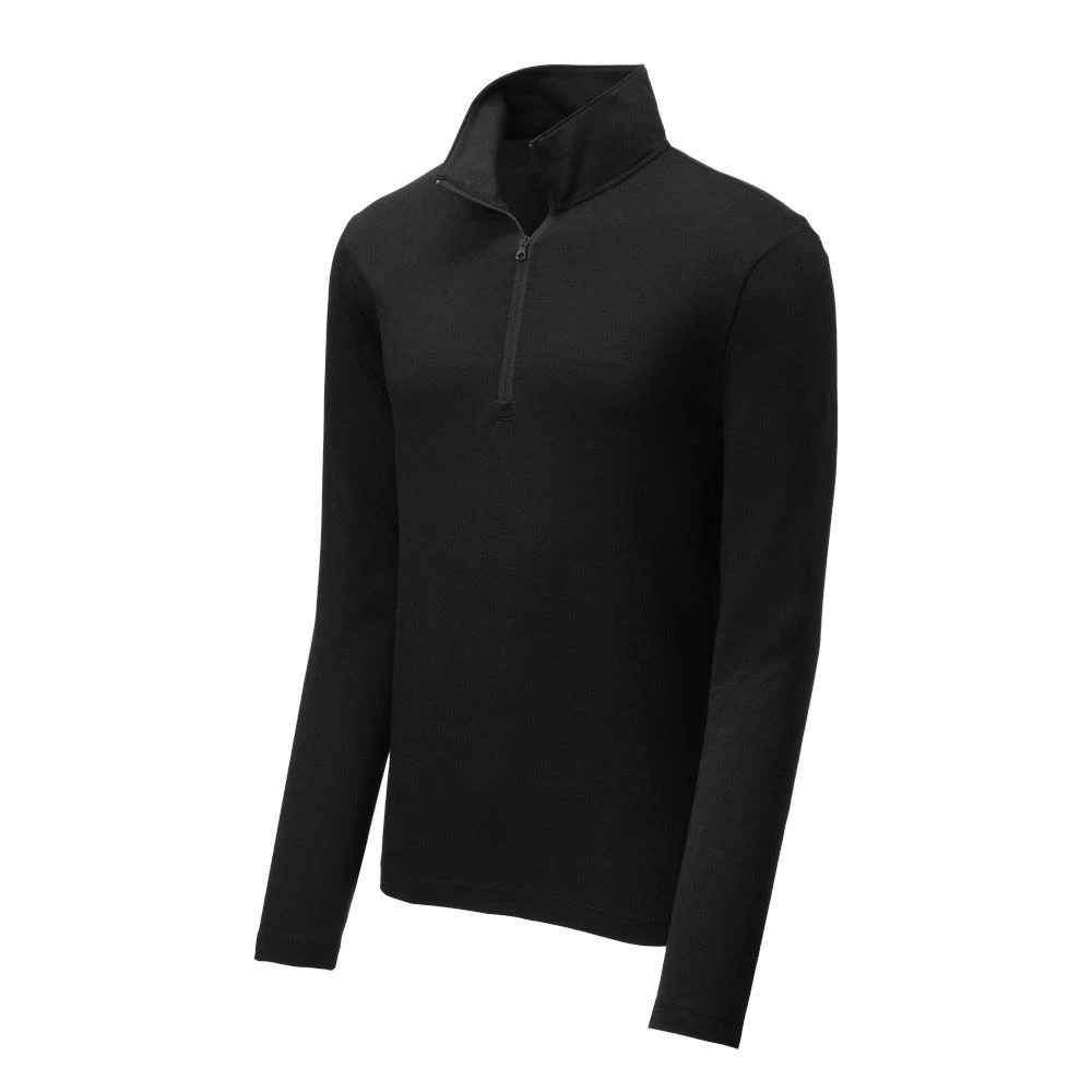 Sport-Tek Pullover: Men's ST407BLK Black Triad Solid PosiCharge Tri-Blend Wicking 1/4-Zip Pullover - Image 5