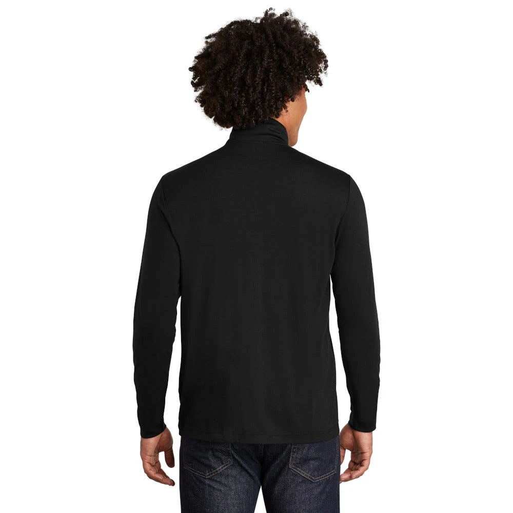 Sport-Tek Pullover: Men's ST407BLK Black Triad Solid PosiCharge Tri-Blend Wicking 1/4-Zip Pullover - Image 2