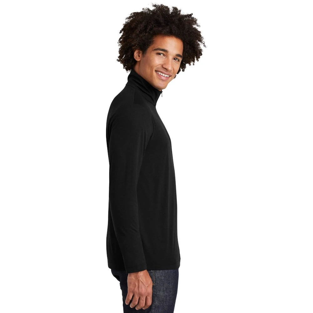 Sport-Tek Pullover: Men's ST407BLK Black Triad Solid PosiCharge Tri-Blend Wicking 1/4-Zip Pullover - Image 4