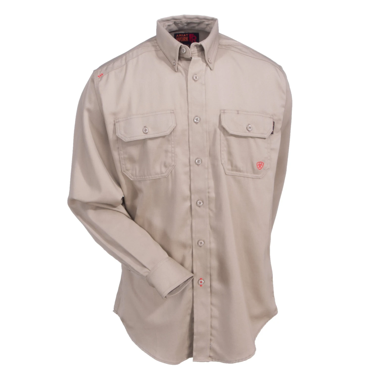 Ariat Work FR Shirts: Men's 10012251 Flame-Resistant Khaki Solid Button-Down Work Shirt - Image 3