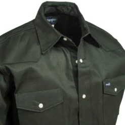 Wrangler Shirts: Men's Dark Green MS70519 Cowboy Cut Long Sleeve Twill Shirt